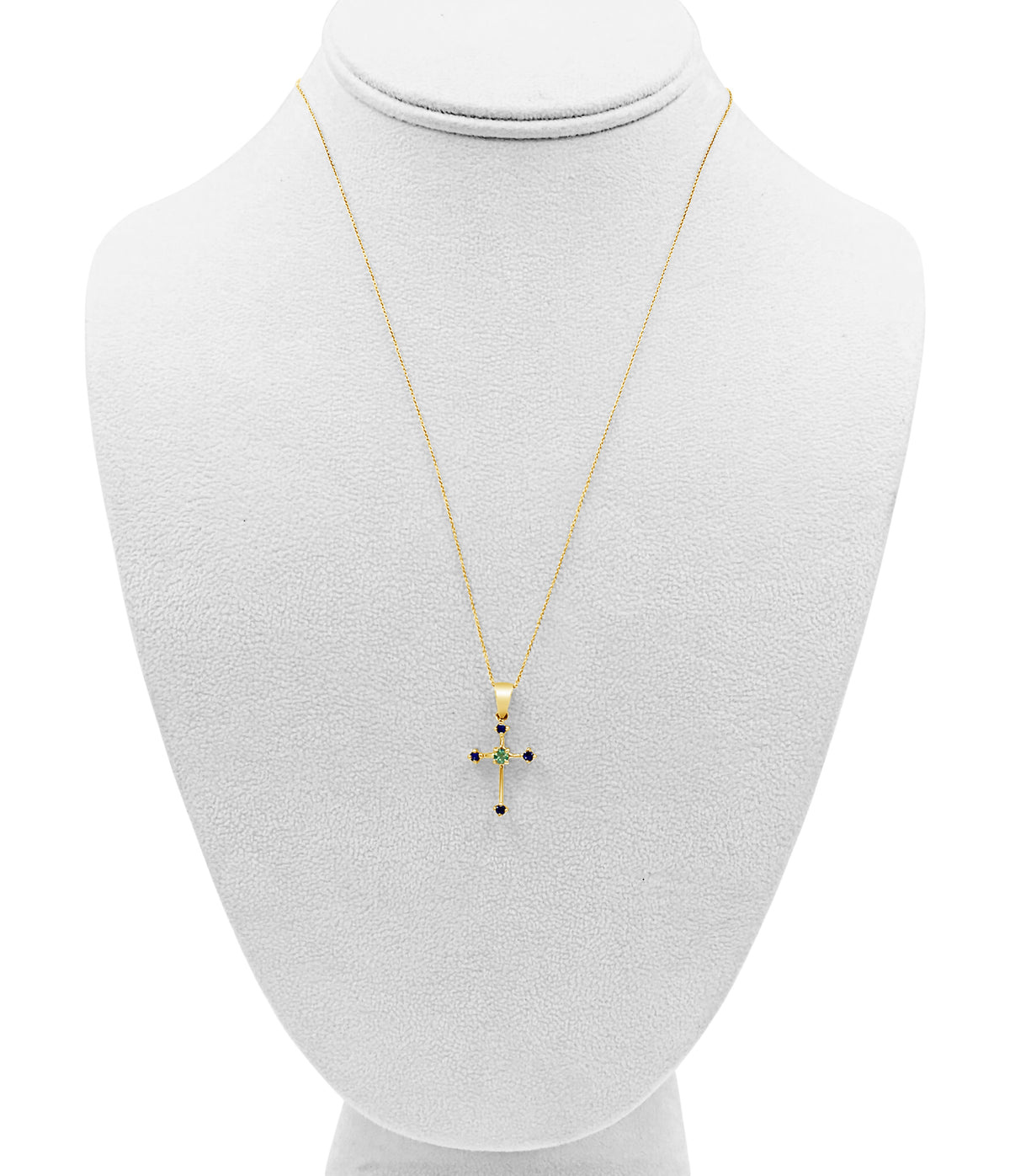 14K Rose Gold w/Multi-colored Sapphires Cross Pendant