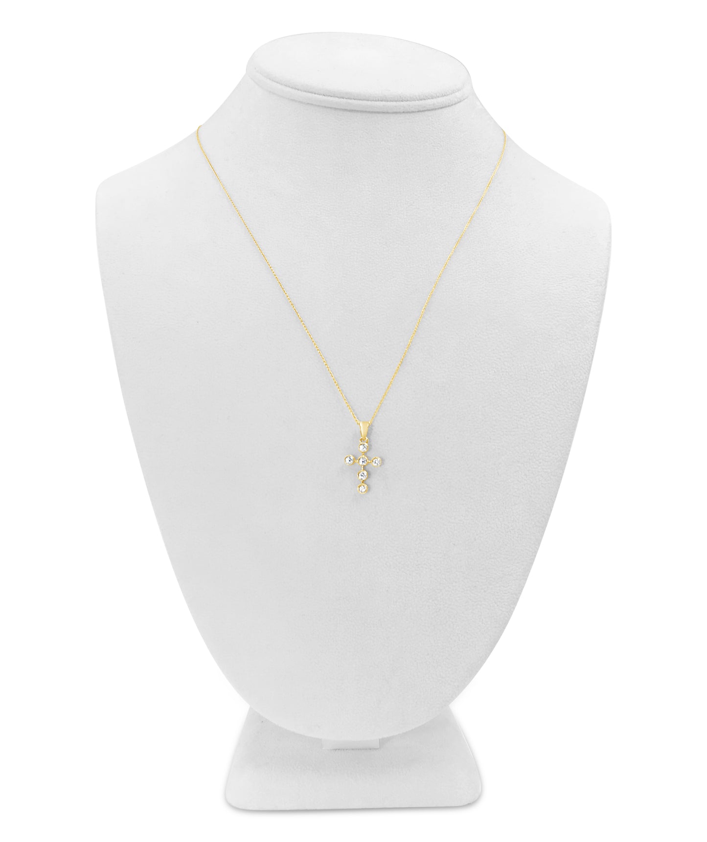 14K Rose Gold w/ Bezel Set Diamonds Cross Pendant