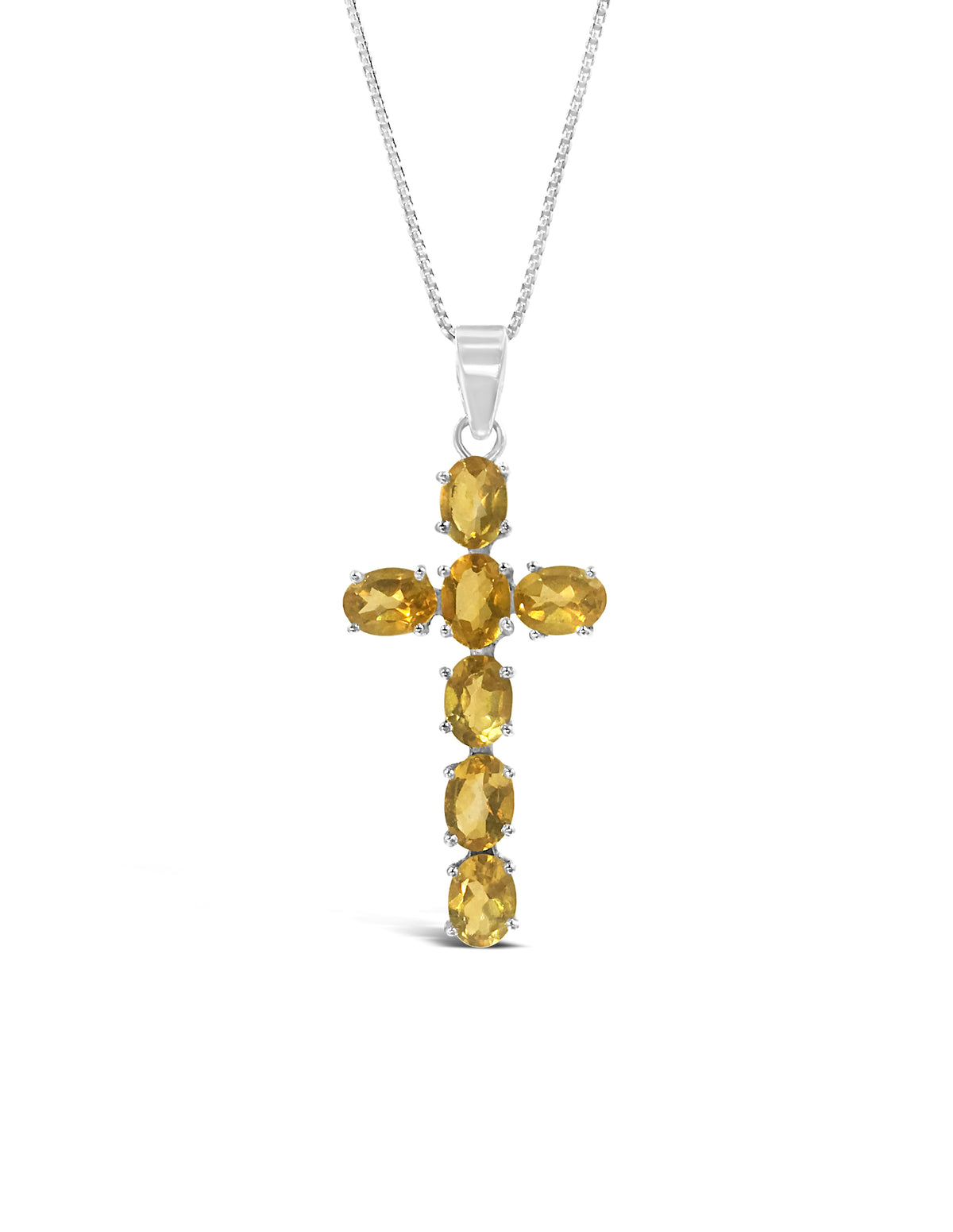Silver Citrine Cross Pendant