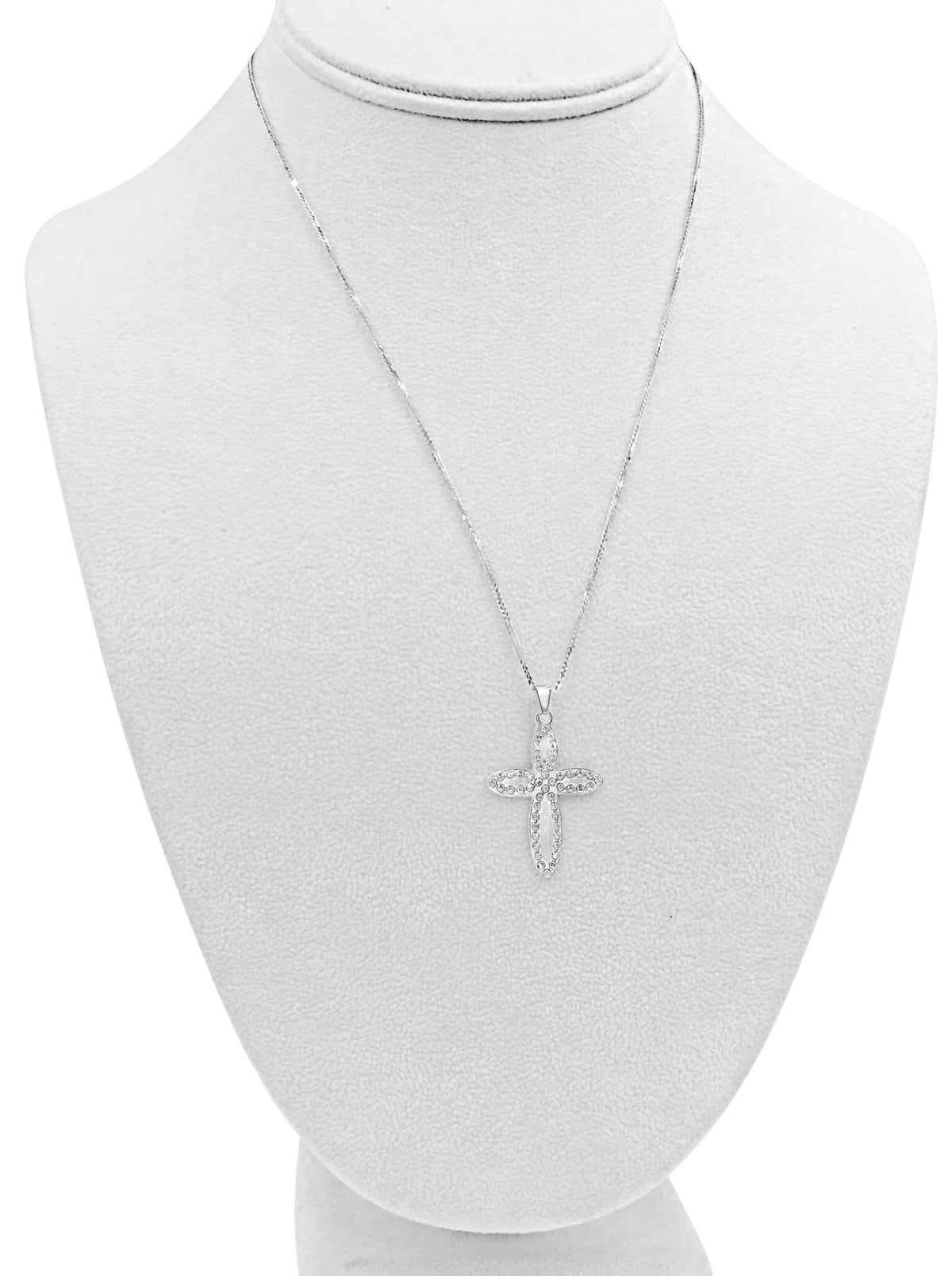 14K White Gold Embossed Cross Pendant