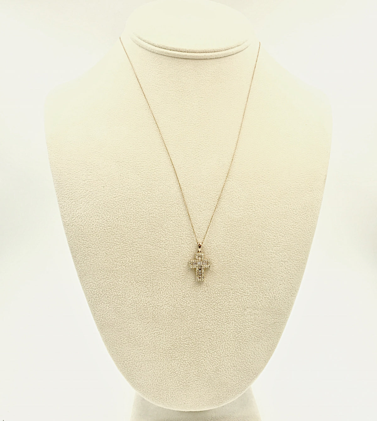 18K Rose Gold Diamond Cross Pendant