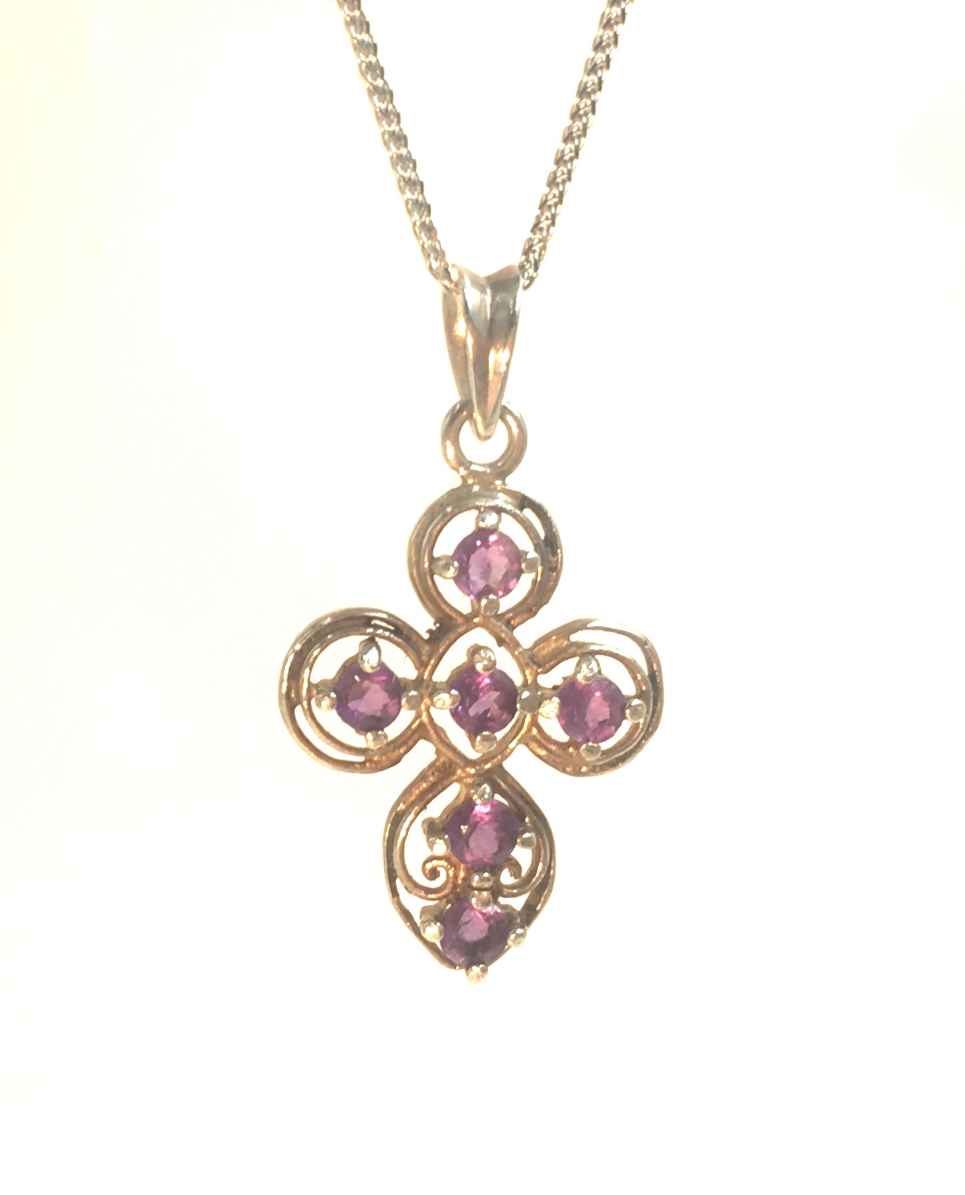 Amythyst Cross Pendant set in Silver