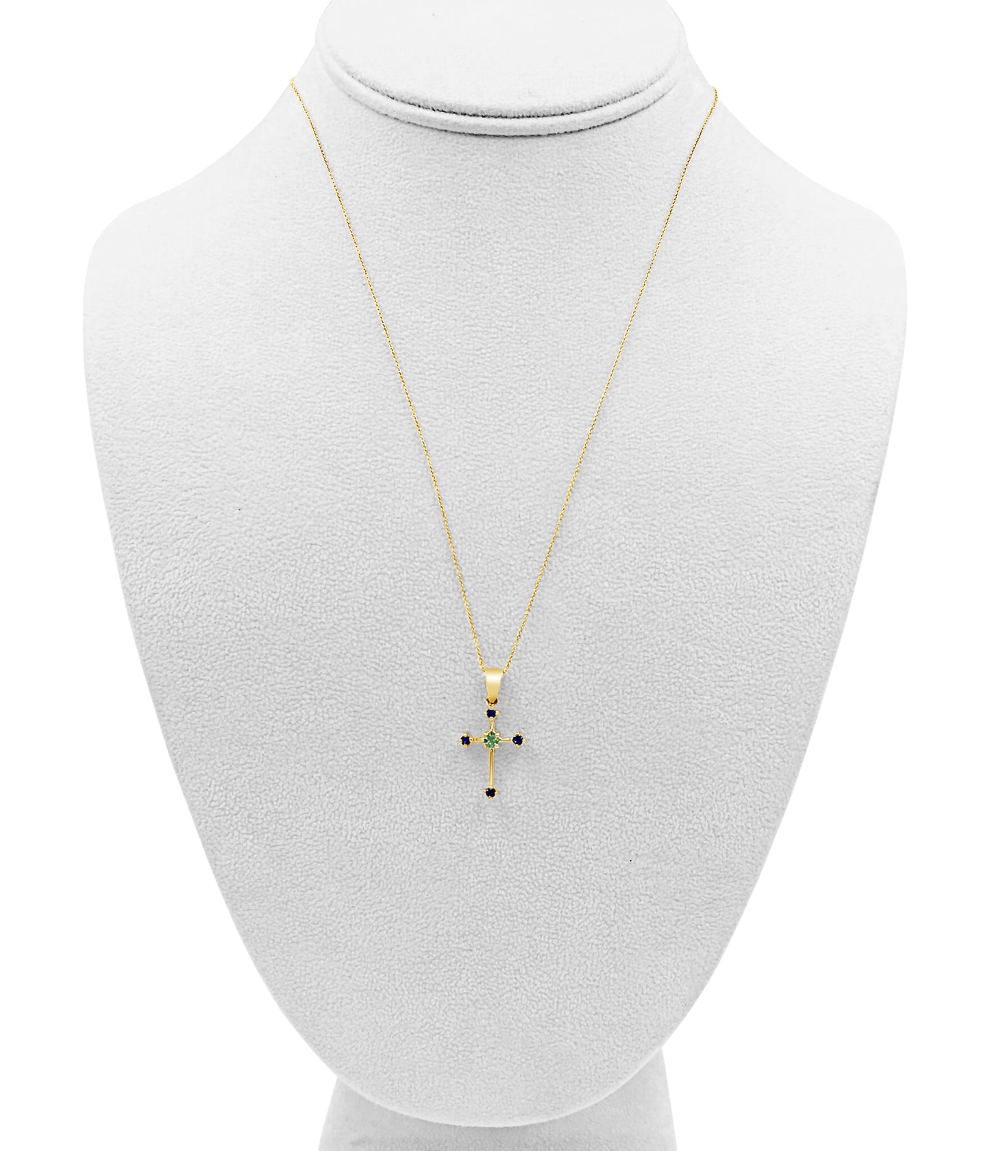 14K Rose Gold w/Multi-colored Sapphires Cross Pendant