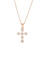 Load image into Gallery viewer, 14K Yellow Gold w/ Bezel Set Diamonds Cross Pendant