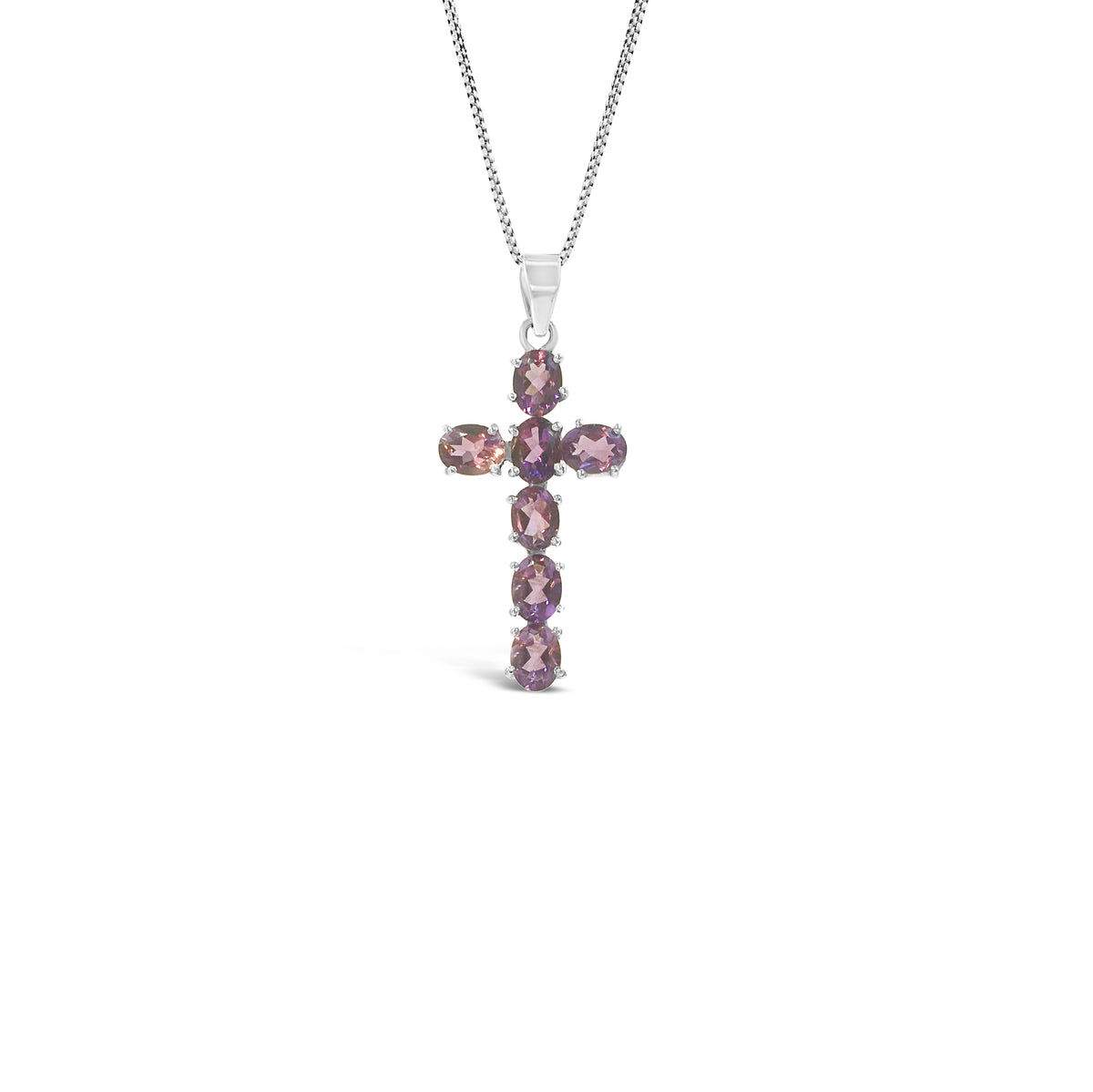 Silver Amethyst Cross Pendant