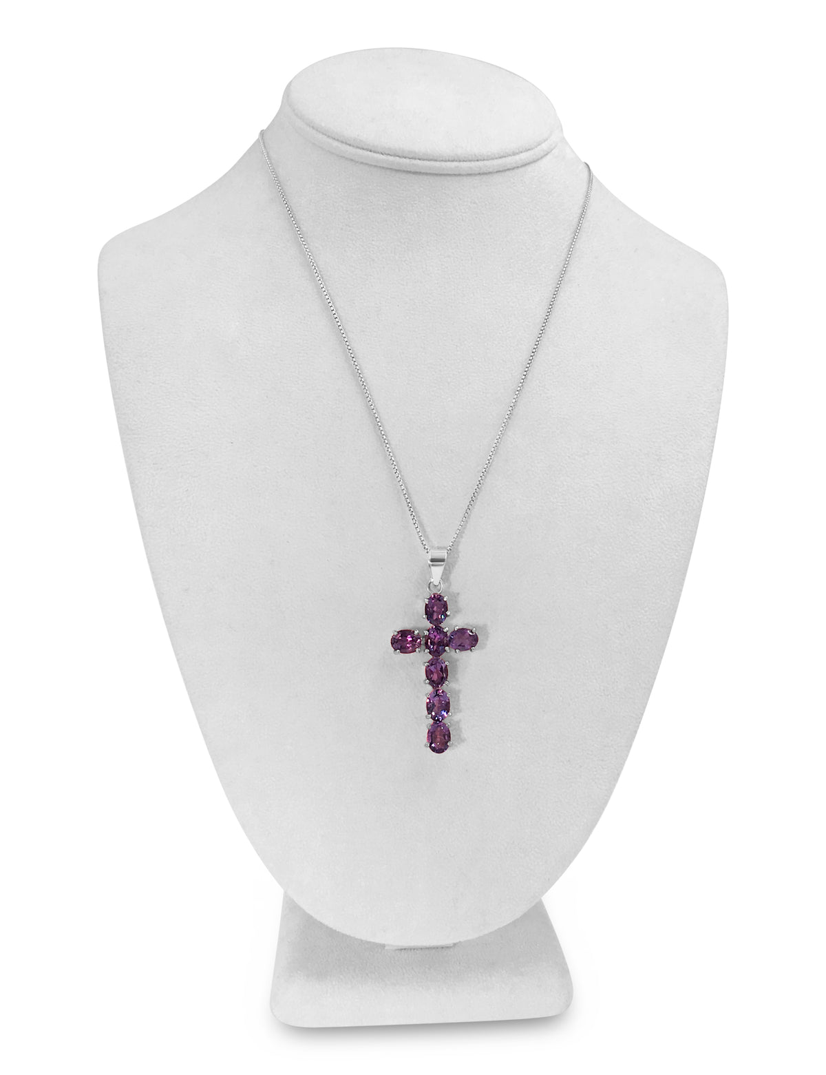 Silver Amethyst Cross Pendant