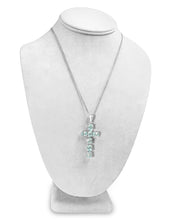 Load image into Gallery viewer, Silver Blue Topaz Cross Pendant