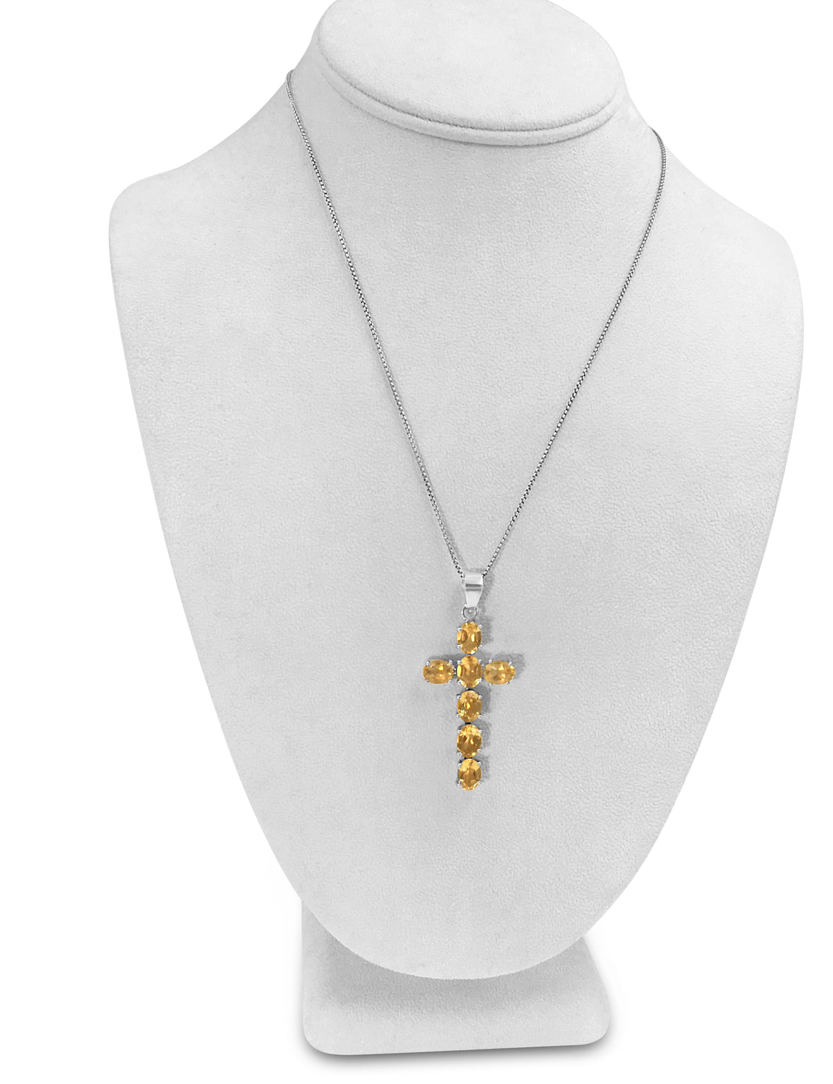 Silver Citrine Cross Pendant