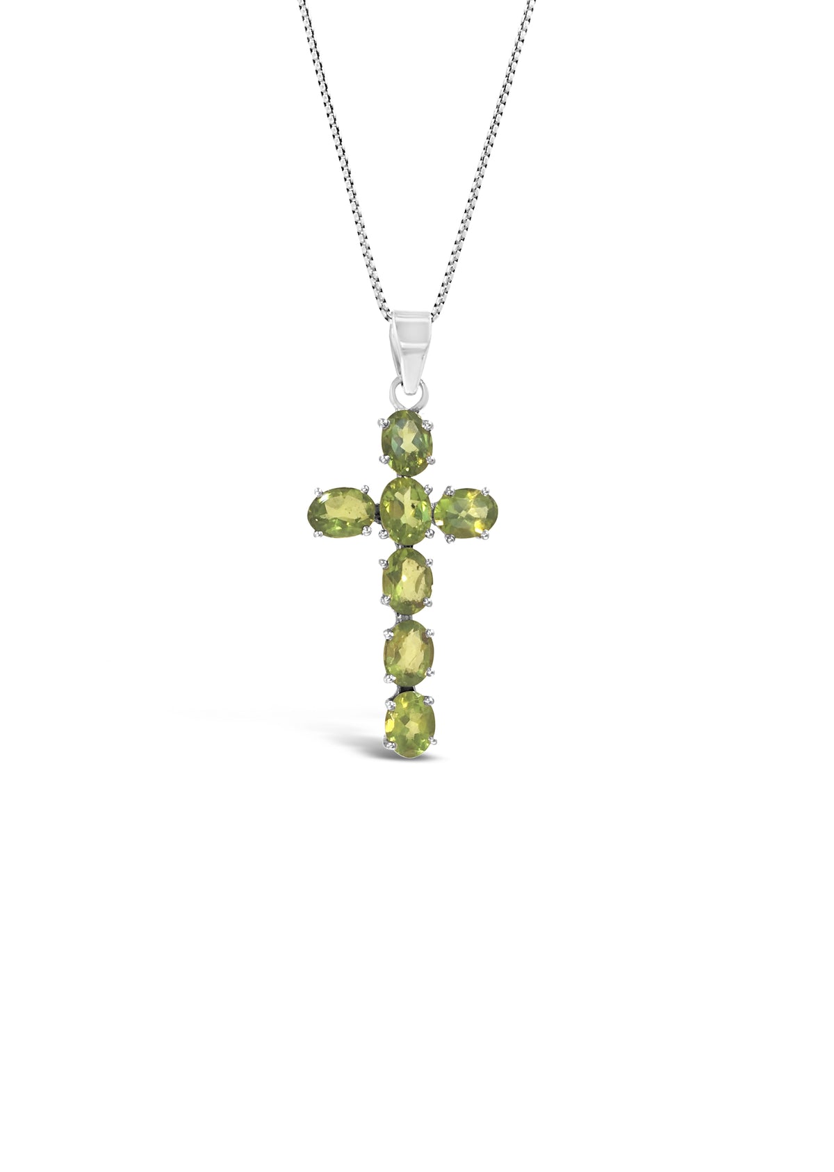 Silver Peridot Cross Pendant