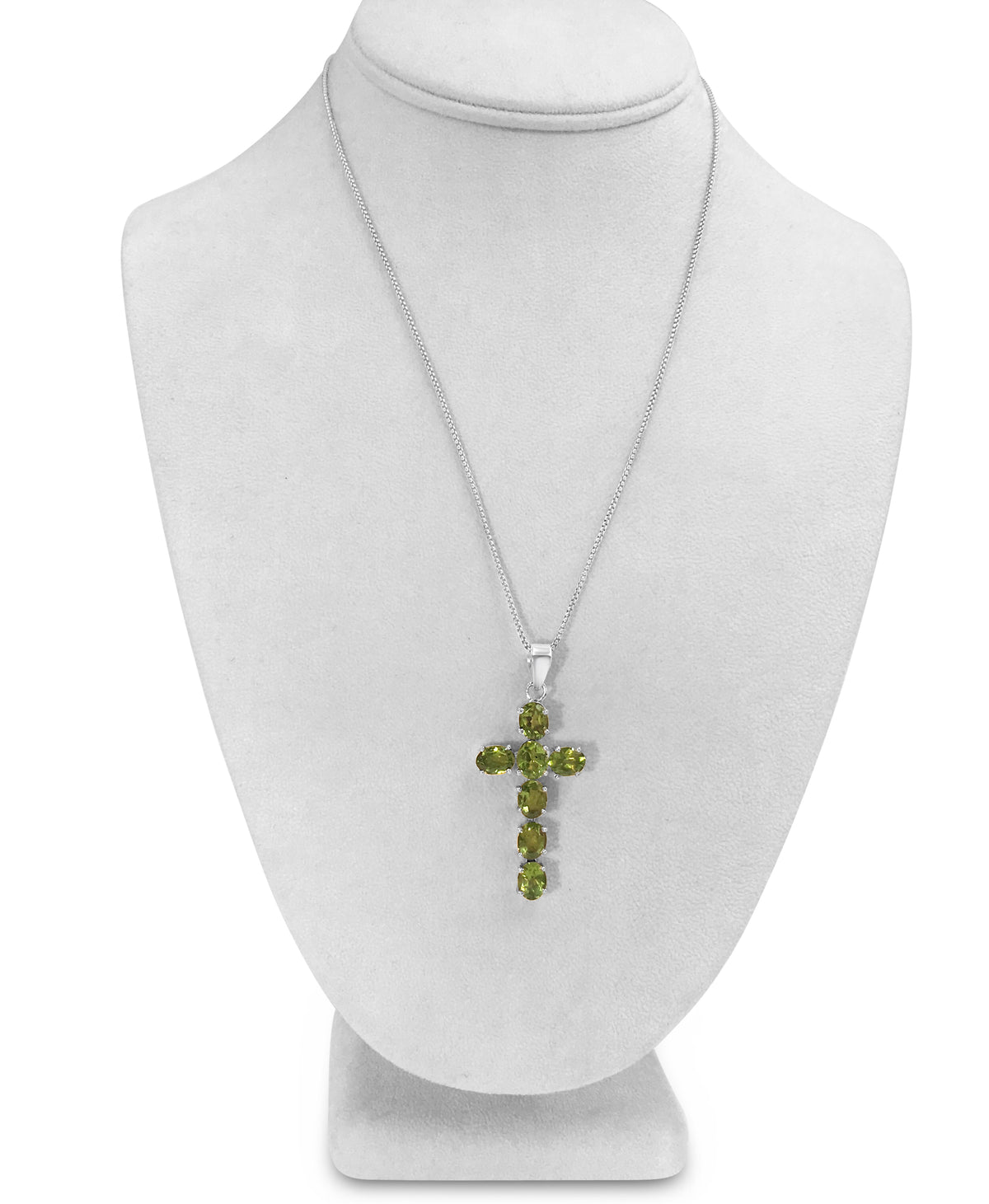 Silver Peridot Cross Pendant