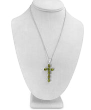 Load image into Gallery viewer, Silver Peridot Cross Pendant