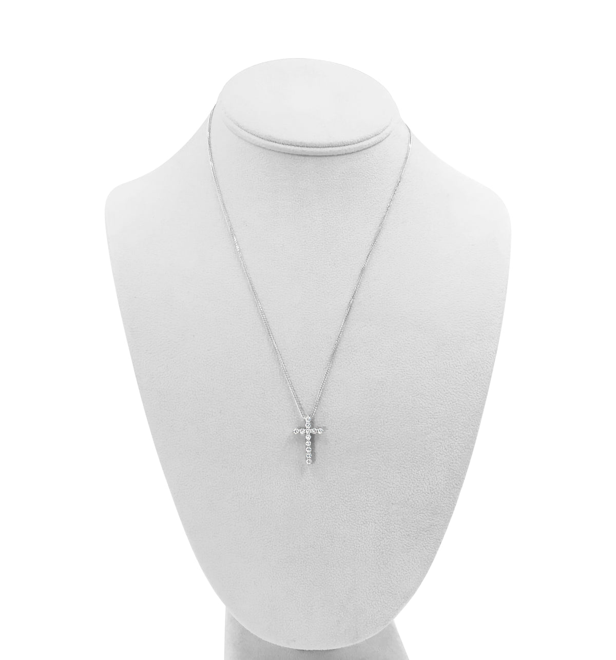 14K White Gold Diamond Cross Pendant