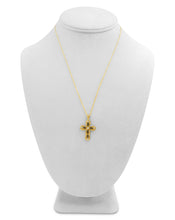 Load image into Gallery viewer, 14K Yellow Gold Cross Pendant w/Blue Sapphires and Diamonds