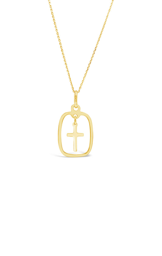14K Yellow Gold Cross Pendant Charm